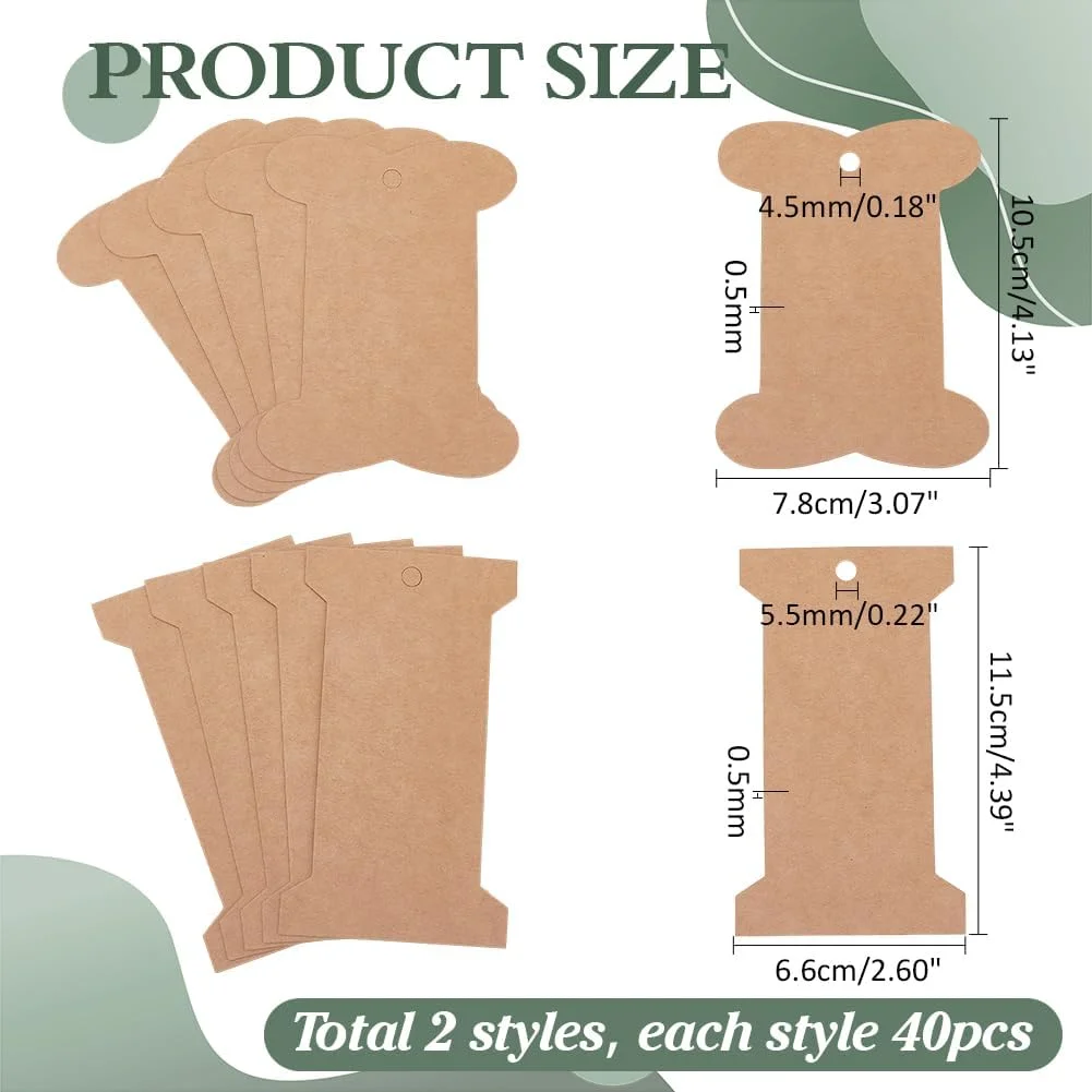 PH PandaHall بسته 80 عددی ارگانایزر نگهداری روبان، 2 مدل قرقره مقوایی روبان، قرقره نخ، قرقره نخ دندان کرافت، قرقره تخت برای نگهداری نخ پنبه ای خیاطی