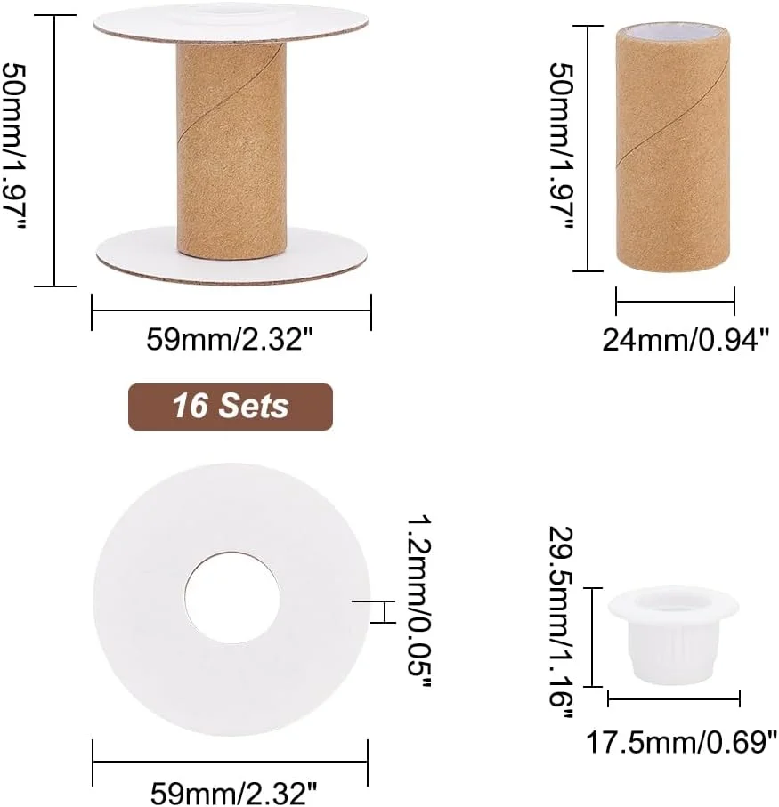 PH PandaHall 16 ست قرقره نخ کاغذی خالی، قرقره های بافندگی سیم قرقره های خیاطی کاغذی جداشدنی نگهدارنده روبان نخ برای نخ گلدوزی طناب صنایع دستی DIY، 50 میلی متر / 1.97 اینچ