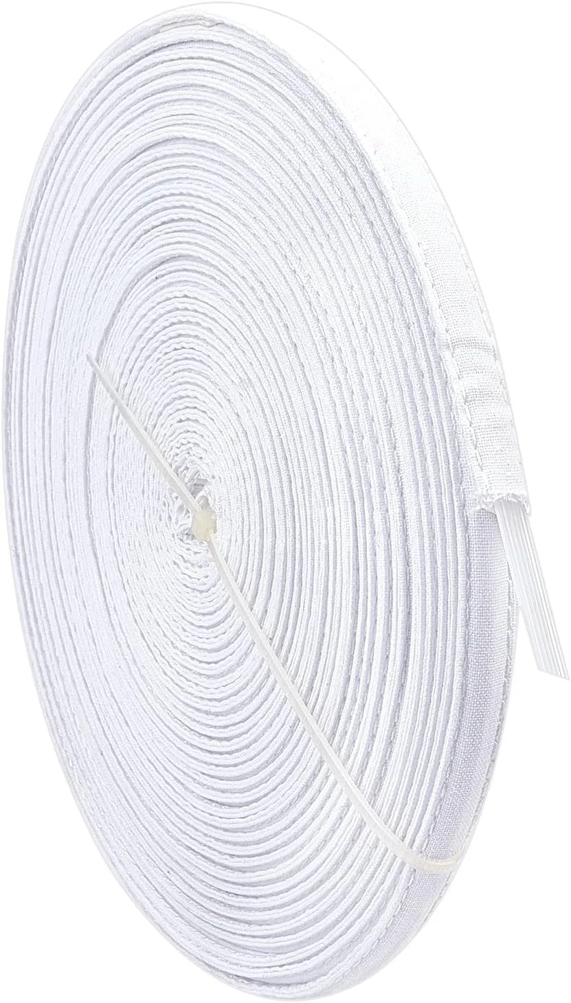 PH PandaHall 11 متری نوار فنری خیاطی با روکش پنبه ای 10 میلی متری، مناسب لباس، سوتین، کرست، لباس عروس، لباس شب، لباس زیر زنانه، کلاه، سفید