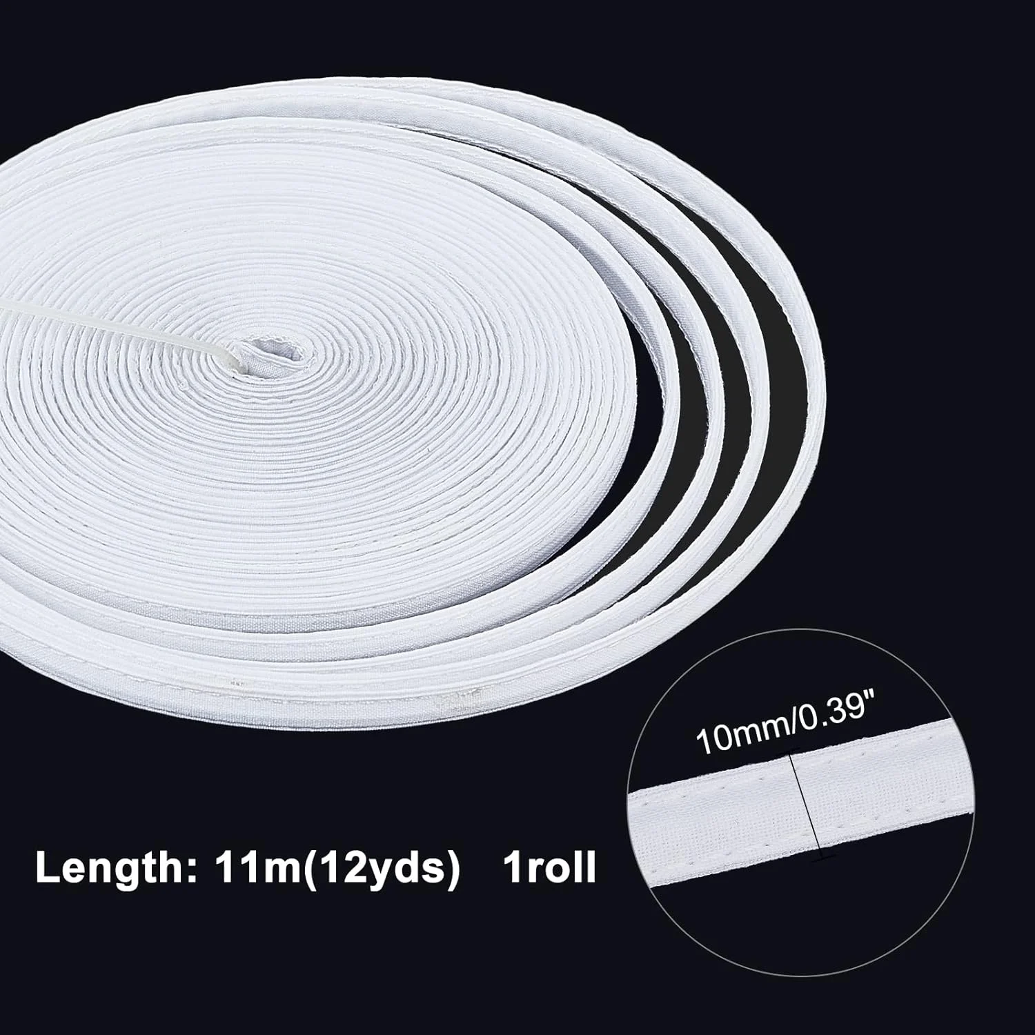 PH PandaHall 11 متری نوار فنری خیاطی با روکش پنبه ای 10 میلی متری، مناسب لباس، سوتین، کرست، لباس عروس، لباس شب، لباس زیر زنانه، کلاه، سفید