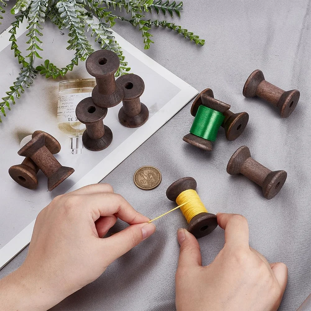 PH PandaHall بسته 10 عددی قرقره چوبی قدیمی، قرقره گلدوزی چوبی برای خیاطی، روبان چوبی برای بافندگی، نخ های نساجی برای گلدوزی و خیاطی، صنایع دستی هنری رنگ قهوه ای 5 سانتی متر PH PandaHall بسته 10 عددی قرقره چوبی قدیمی، قرقره گلدوزی چوبی برای خیاطی، روبان چوبی برای بافندگی، نخ های نساجی برای گلدوزی و خیاطی، صنایع دستی هنری رنگ قهوه ای 5 سانتی متر