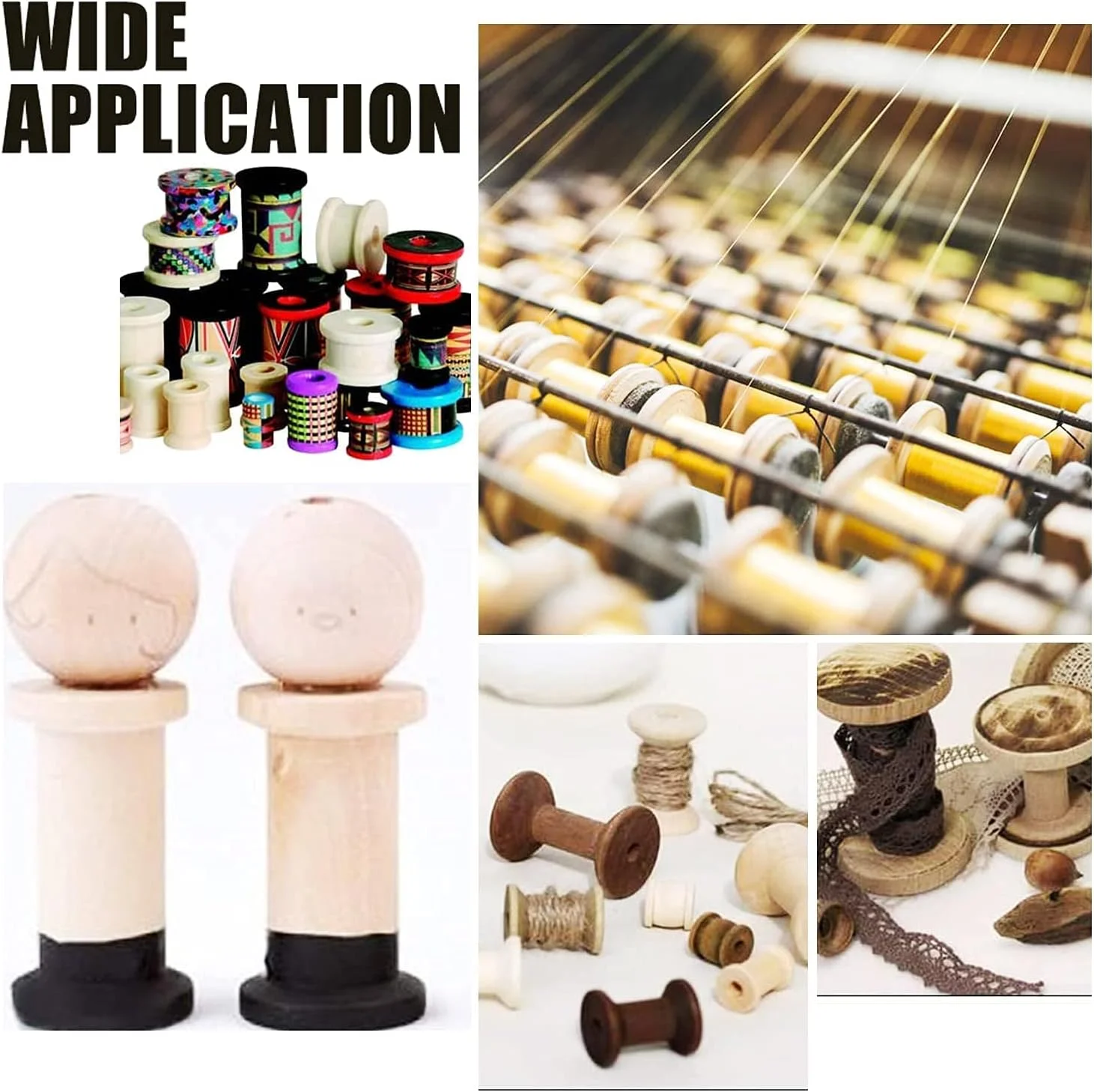 PH PandaHall 30 عدد ماسوره چوبی 4.7 سانتی متری، ماسوره های خالی پرداخت نشده، ماسوره های بافندگی، ماسوره های نخ خالی چوبی برای نخ گلدوزی، روبان پوم، صنایع دستی و خیاطی