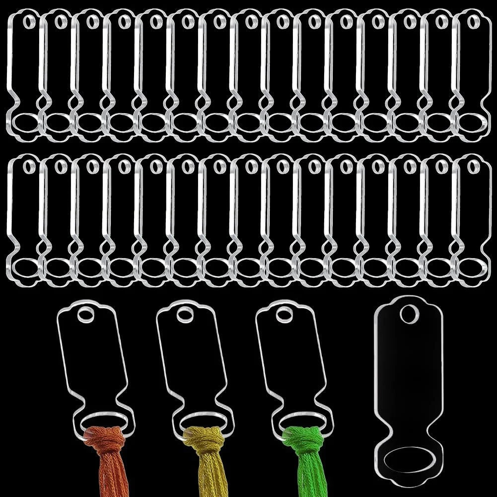 PH PandaHall 50 عدد آویز نخ اکریلیک شفاف، سازمان دهنده نخ گلدوزی مستطیلی، قرقره نخ برای نگهداری نخ خیاطی و کاردستی DIY، 55x20 میلی متر