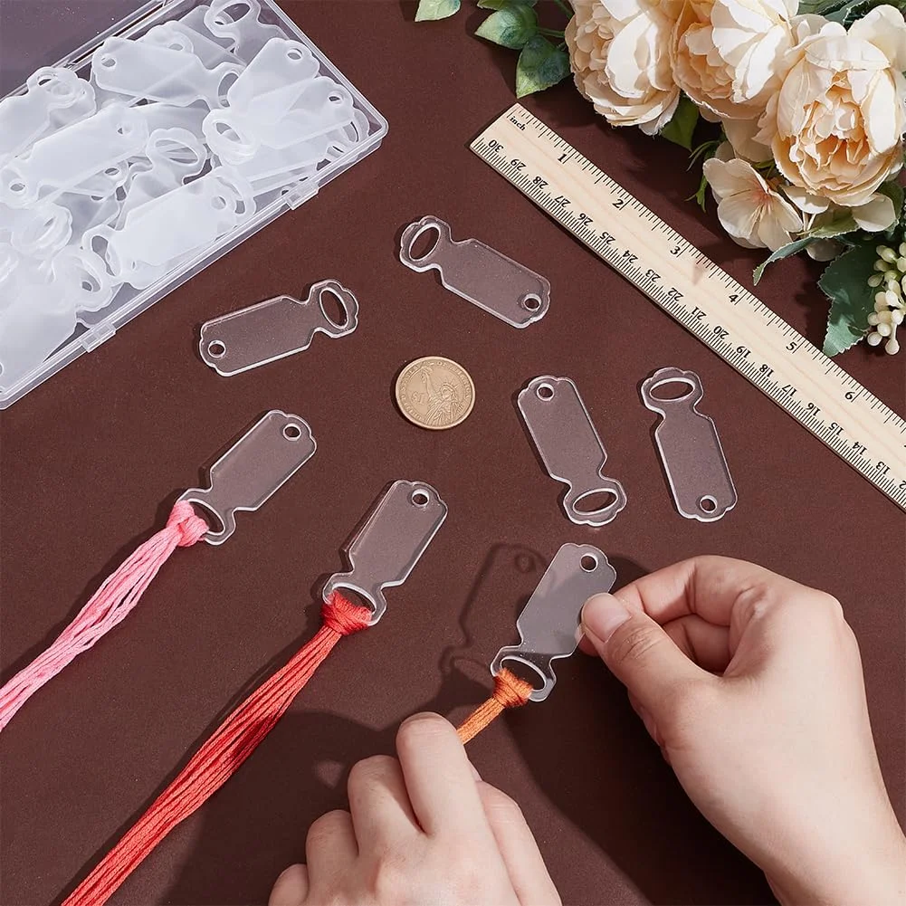 PH PandaHall 50 عدد آویز نخ اکریلیک شفاف، سازمان دهنده نخ گلدوزی مستطیلی، قرقره نخ برای نگهداری نخ خیاطی و کاردستی DIY، 55x20 میلی متر