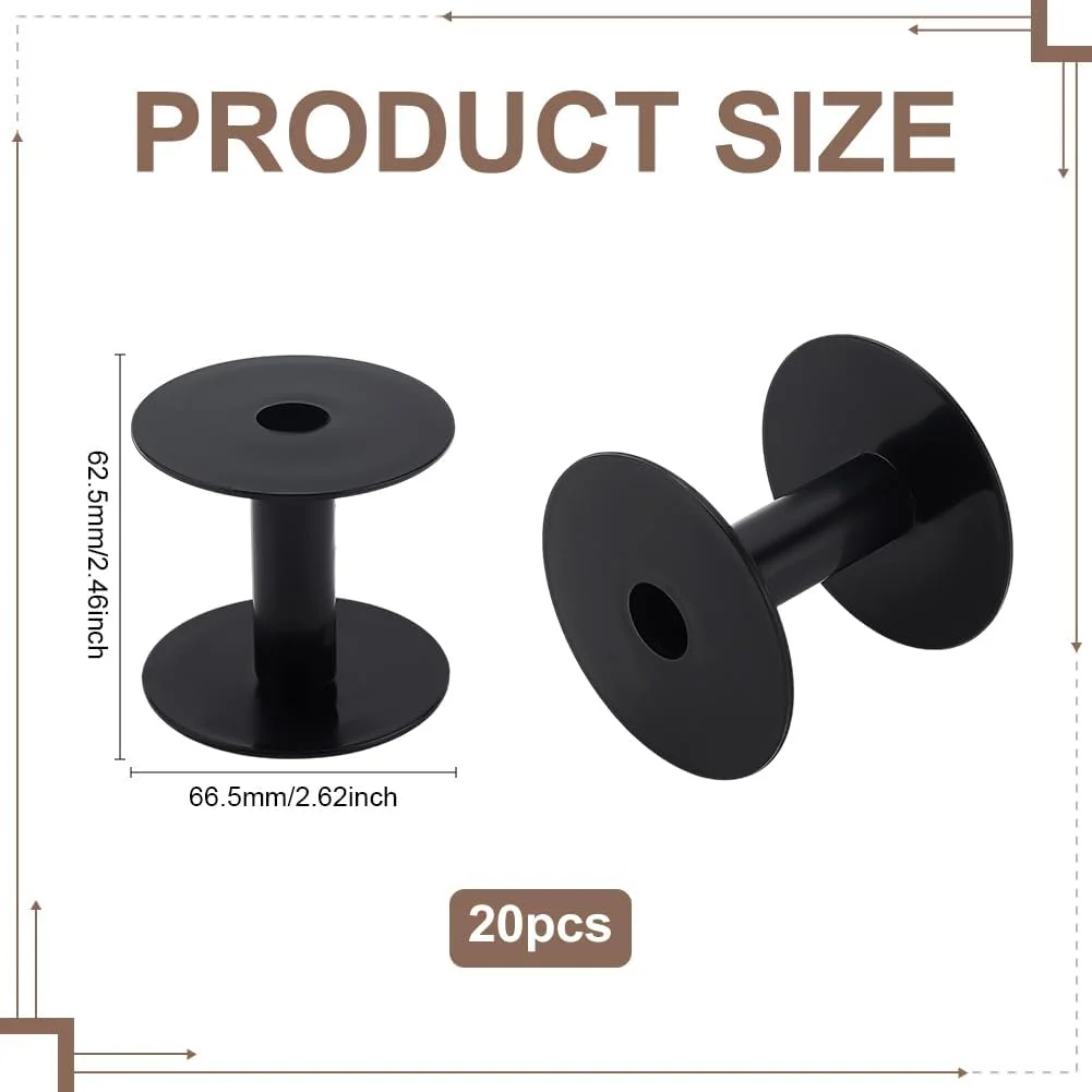 PH PandaHall 20 عدد قرقره خالی مشکی قرقره های پلاستیکی نخ قرقره های بافندگی سیم قرقره نخ 2.5 اینچی قرقره های روبان قرقره های خیاطی فله ای برای نخ گلدوزی طناب صنایع دستی خیاطی