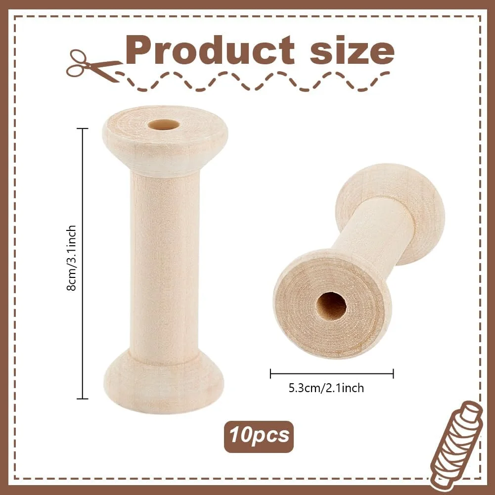 پی اچ پانداهال 10 عدد ماسوره چوبی نخ، سازمان دهنده نخ، نگهدارنده نخ گلدوزی برای خیاطی و گلدوزی 8 × 5 سانتی متر
