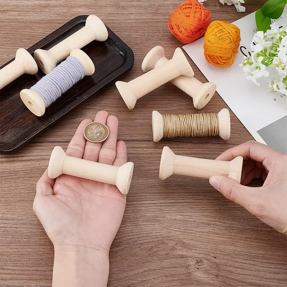 پی اچ پانداهال 10 عدد ماسوره چوبی نخ، سازمان دهنده نخ، نگهدارنده نخ گلدوزی برای خیاطی و گلدوزی 8 × 5 سانتی متر