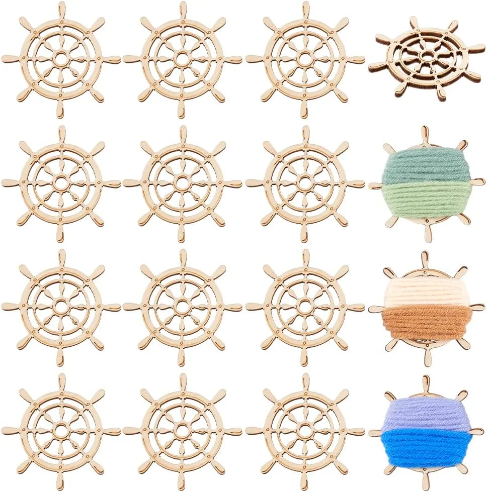 PH PandaHall 20 عدد ماسوره نخ، سازمان دهنده نخ، قرقره نخ خیاطی، نگهدارنده نخ گلدوزی، کارت ماسوره چوبی برای ابزار خیاطی، قلاب بافی، کاردستی، قطر 2 اینچ