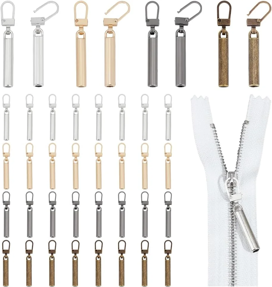 PH PandaHall 40 عدد جایگزین سرزیپ، 4 رنگ مختلف، سرزیپ جداشدنی، زبانه تعمیر زیپ، دسته تعمیر کننده برای لباس، ژاکت، شلوار، چمدان، کیف، کوله پشتی، چادر، چکمه