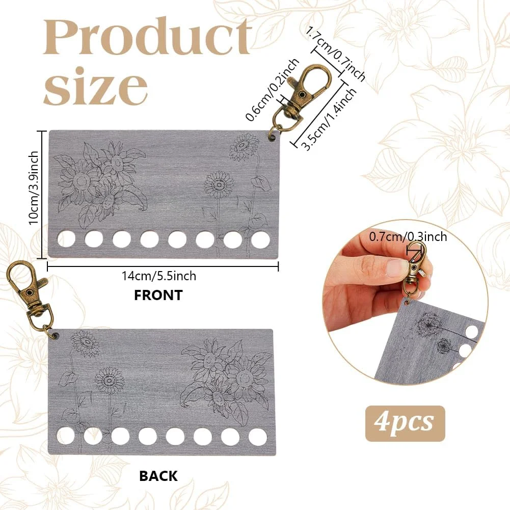 پی اچ پانداهال 4 عدد ارگانایزر نخ، قرقره پیچ نخ، نگهدارنده نخ دندان، نگهدارنده نخ گلدوزی، قرقره چوبی با قفل خرچنگی برای پروژه خیاطی، ابزار سوزن دوزی 5.5x4 اینچ