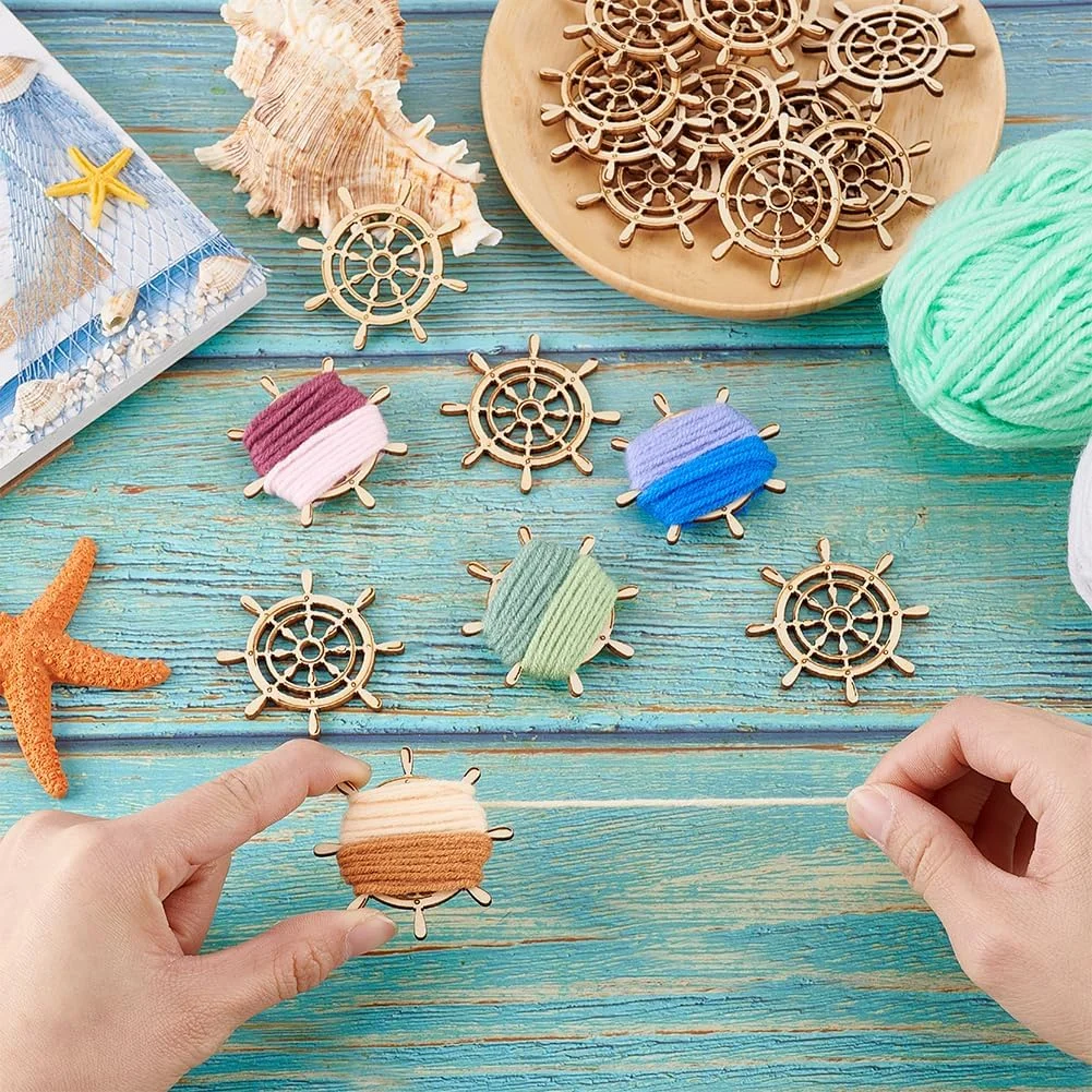 PH PandaHall 20 عدد ماسوره نخ، سازمان دهنده نخ، قرقره نخ خیاطی، نگهدارنده نخ گلدوزی، کارت ماسوره چوبی برای ابزار خیاطی، قلاب بافی، کاردستی، قطر 2 اینچ