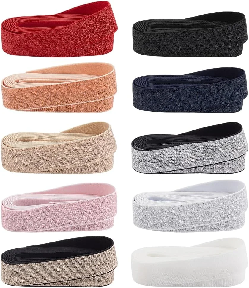 نوار کشی اکلیلی PH PandaHall، 10 رنگ، 18 متر، عرض 2.5 سانتی متر، نوارهای کشی خیاطی، نوار کشی متالیک تخت، نوارهای کشی بافتنی تزئینی برای خیاطی، ساخت کمربند