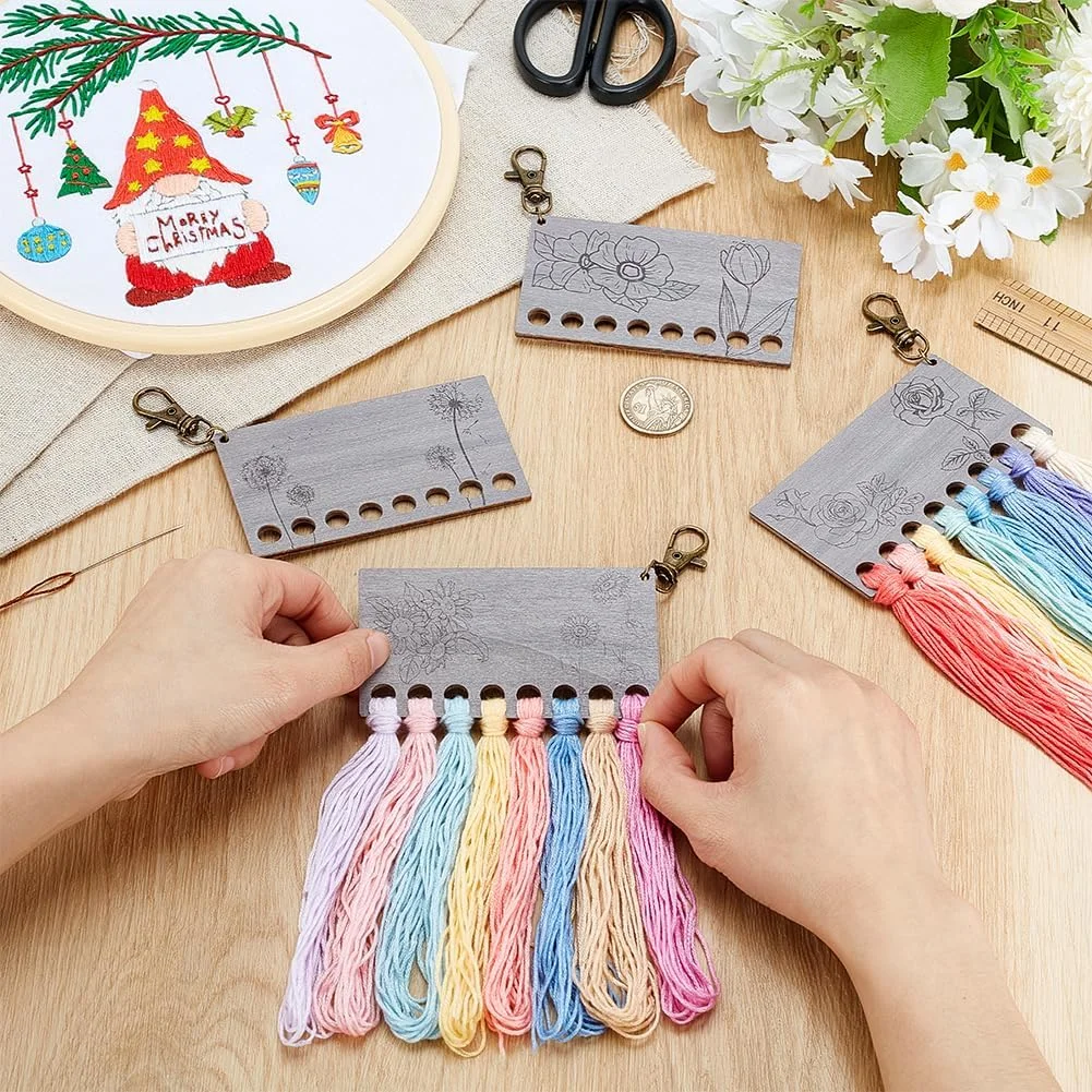 پی اچ پانداهال 4 عدد ارگانایزر نخ، قرقره پیچ نخ، نگهدارنده نخ دندان، نگهدارنده نخ گلدوزی، قرقره چوبی با قفل خرچنگی برای پروژه خیاطی، ابزار سوزن دوزی 5.5x4 اینچ