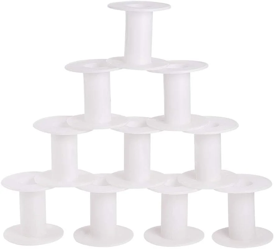 PH PandaHall 20 عدد قرقره پلاستیکی سفید 2 اینچی، قرقره های سیم خالی، ماسوره نخ رشته ای برای طناب بافتنی زنجیره ای