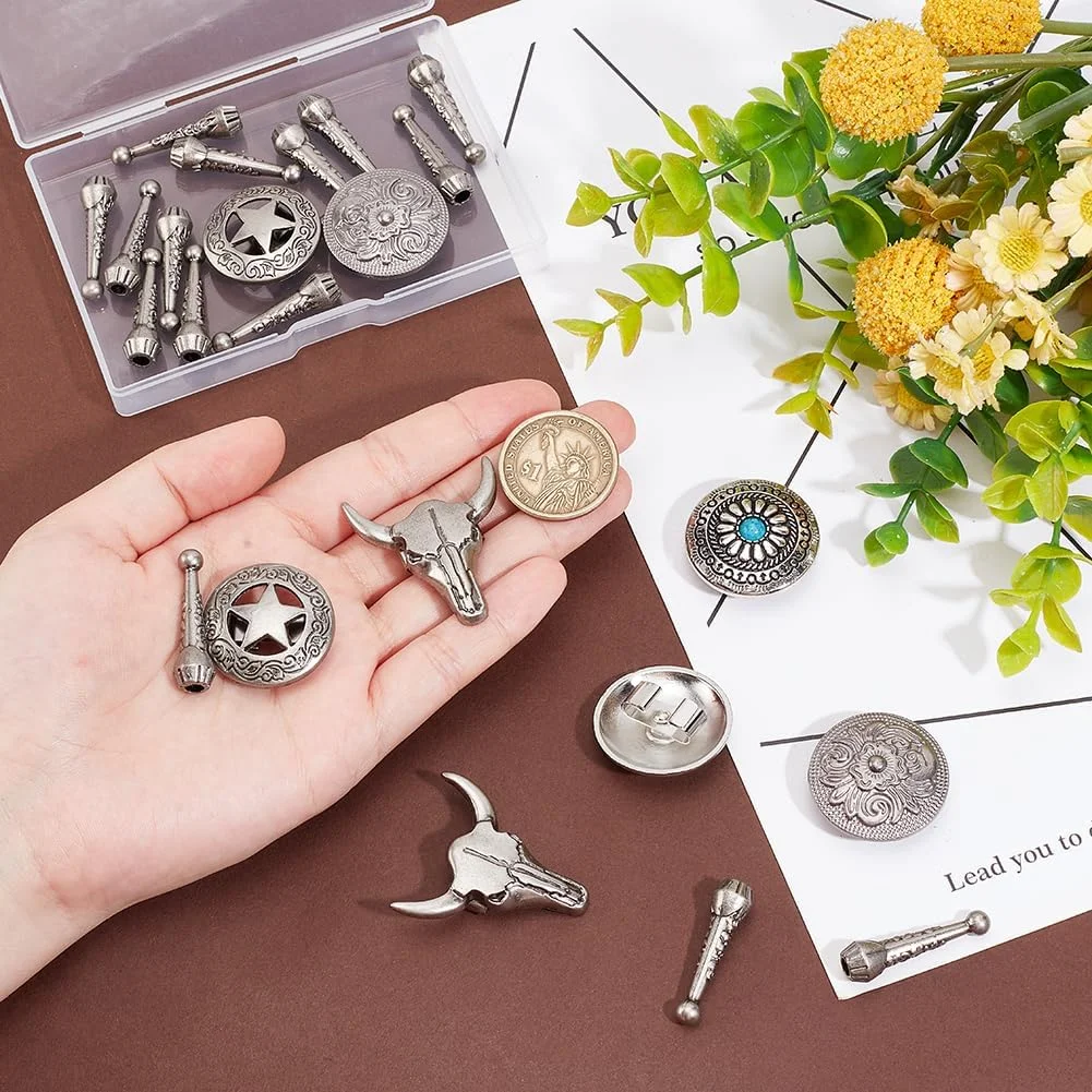 PH PandaHall 24 عدد سر گره کراوات بولو نقره ای تبت، آلیاژی، بلند، گرد، جایگزین کراوات بولو، لوازم جانبی مد برای ساخت گردنبند، صنایع دستی و تزئین لباس، قطر داخلی