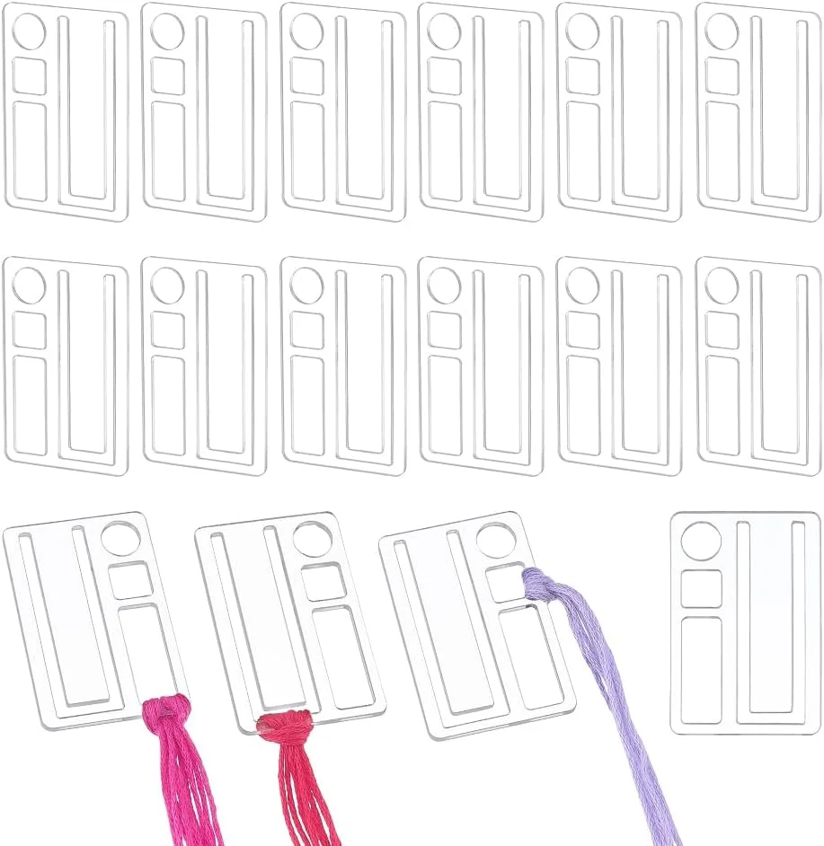 PH PandaHall 100 عدد ماسوره نخ گلدوزی، 5x3 سانتی متر، نگهدارنده نخ متقاطع مستطیلی، تخته های سیم پیچی شفاف، سازمان دهنده نخ گلدوزی اکریلیک برای دوخت صنایع دستی DIY