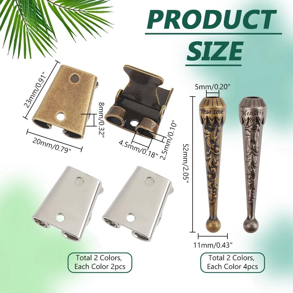 ست ساخت کراوات بولو PH PandaHall، شامل قطعات فلزی کراوات بولو در 2 رنگ، 4 عدد گیره لغزنده کراوات بولو آهنی، 8 عدد سرپوش انتهایی آلیاژی جایگزین برای ساخت دستبند، جواهرات، صنایع دستی و تزئین لباس