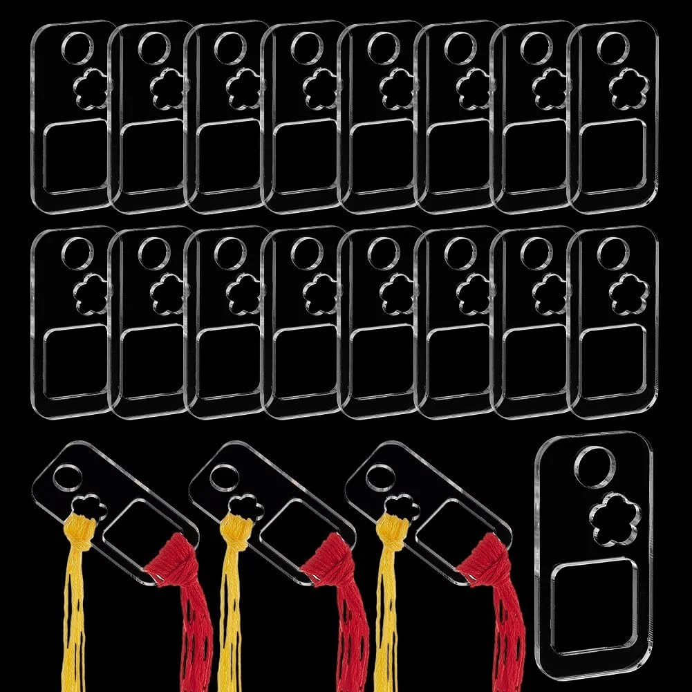 PH PandaHall 30 عدد قطره نخ دندان اکریلیک شفاف، سازمان دهنده نخ گلدوزی، قرقره نخ دندان اکریلیک مستطیلی برای نگهداری نخ گلدوزی و کوک متقاطع، 1×2 اینچ