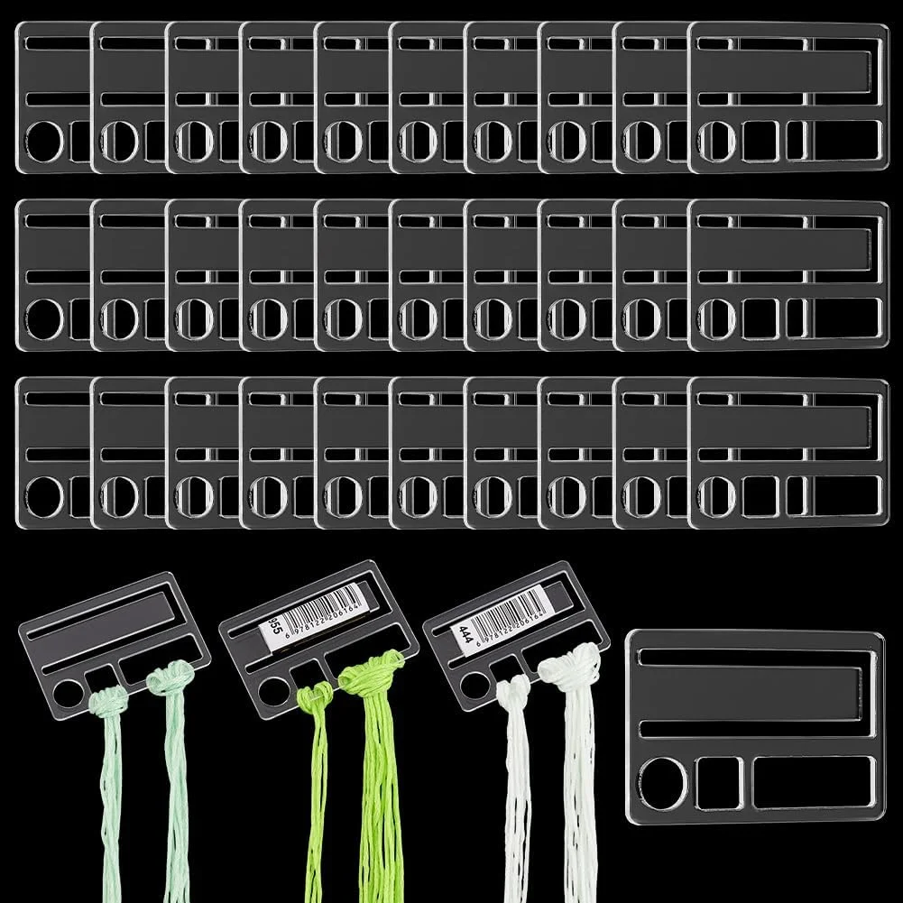 PH PandaHall ماسوره نخ گلدوزی، 50 عدد، سازمان دهنده نخ گلدوزی، کارت نخ گلدوزی شفاف، سازمان دهنده نخ کوک متقاطع، نگهدارنده نخ، کارت گلدوزی برای سازمان دهنده ذخیره سازی خیاطی، 3.2x4.9 سانتی متر