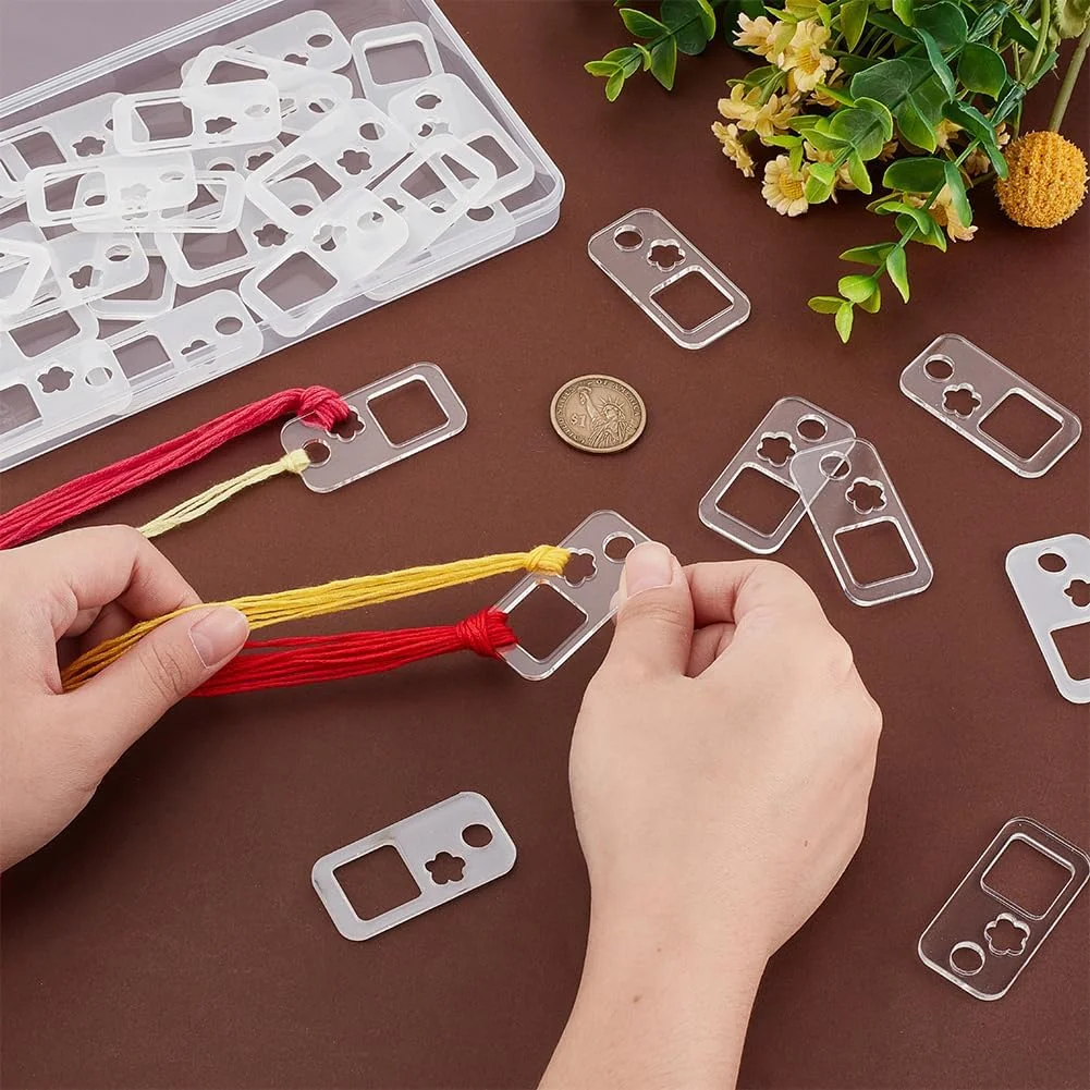 PH PandaHall 30 عدد قطره نخ دندان اکریلیک شفاف، سازمان دهنده نخ گلدوزی، قرقره نخ دندان اکریلیک مستطیلی برای نگهداری نخ گلدوزی و کوک متقاطع، 1×2 اینچ