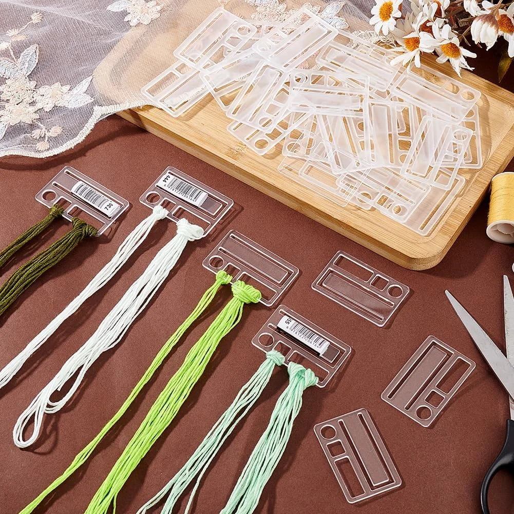 PH PandaHall ماسوره نخ گلدوزی 50 عددی، کارت نخ گلدوزی، سازمان دهنده نخ شفاف، کارت نگهدارنده نخ کوک متقاطع برای نگهداری نخ خیاطی، 3.2x4.8 سانتی متر
