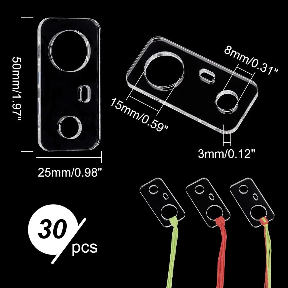 PH PandaHall 30 عدد قرقره نخ دندان اکریلیک، سازمان دهنده نخ دندان گلدوزی، نگهدارنده نخ خیاطی سفید، قرقره نخ کوک متقاطع، قطره نخ دندان برای لوازم خیاطی صنایع دستی، ذخیره سازی نخ بخیه 1x2 اینچ