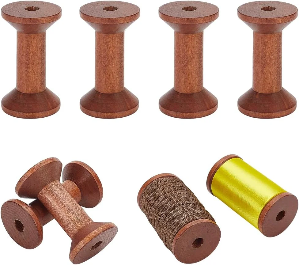 PH PandaHall 8 عدد ماسوره چوبی 6 سانتی متری، ماسوره های خیاطی چوبی، ماسوره های بافندگی سیم نخ گلدوزی برای ماشین های خیاطی گلدوزی، سیم نخ، طناب، بسته بندی زنجیره جواهرات