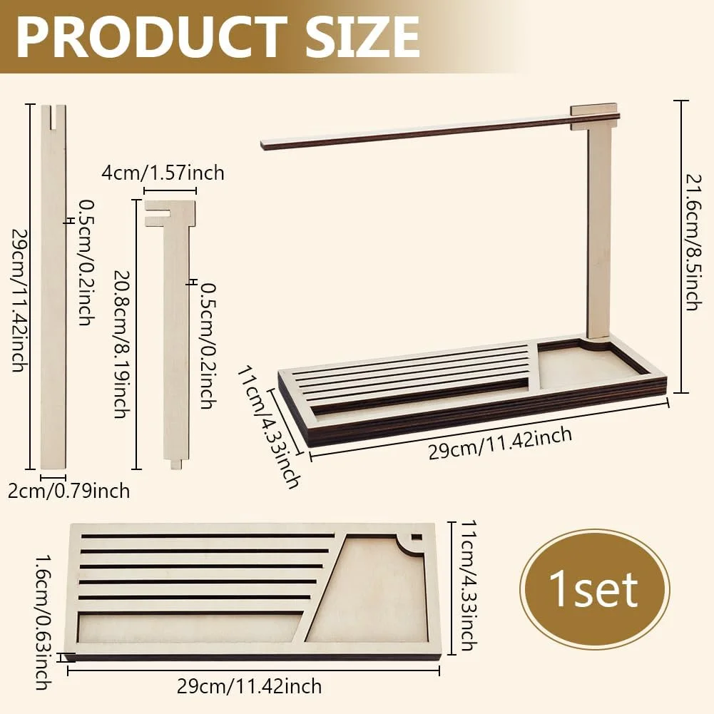 قفسه قرقره چوبی PH PandaHall برای نخ گلدوزی، سازمان دهنده نخ چوبی 5 اسلاته، نگهدارنده قرقره نخ برای صنایع دستی، گلدوزی کوک متقاطع، خیاطی، 29x11x21.6 سانتی متر