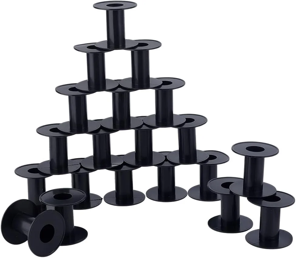 PH PandaHall 20 عدد ماسوره خالی مشکی ماسوره های پلاستیکی قرقره سیم قرقره نخ خالی ماسوره های بافندگی 5.8 سانتی متر قرقره نخ خیاطی سیم قرقره بافندگی برای نخ گلدوزی طناب صنایع دستی خیاطی