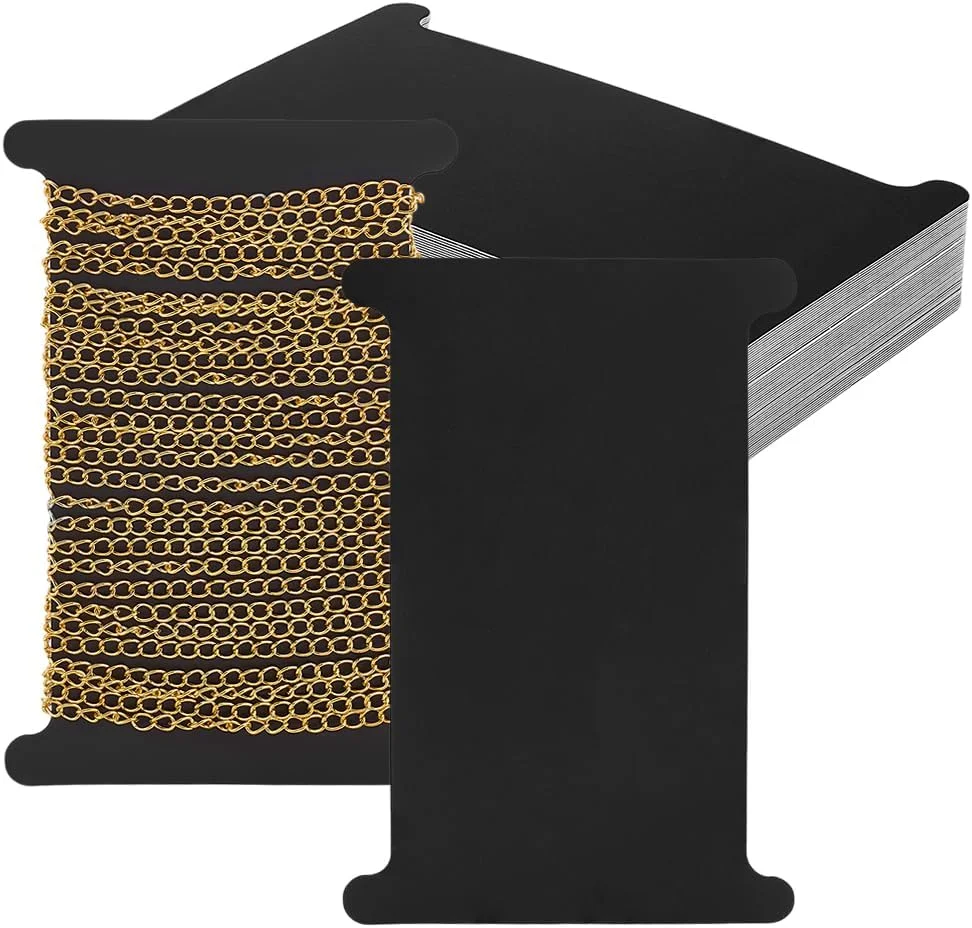 PH PandaHall بسته 50 عددی قرقره های کاغذی تخت مشکی، قرقره نخ دندان، قرقره نخ کاغذی، قرقره نخ، کارت نگهدارنده نخ برای گلدوزی، دوخت متقاطع، کاردستی، خیاطی DIY