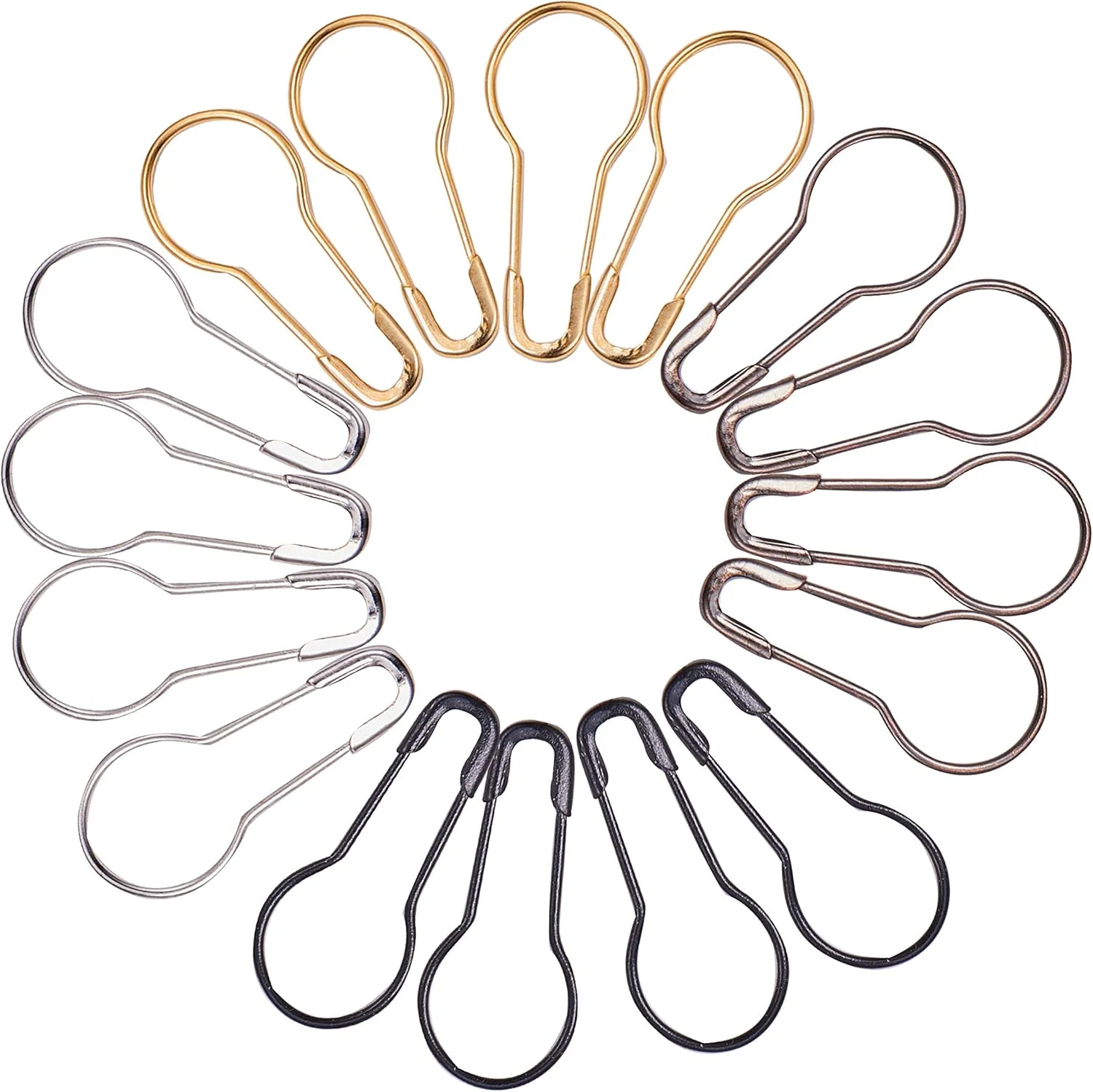 PH PandaHall Elite 1000 عدد سنجاق قفلی فلزی کدو تنبل در 4 رنگ، سنجاق گلابی، سوزن مهره ای، سنجاق آویز لباس برای لوازم جانبی خانگی DIY