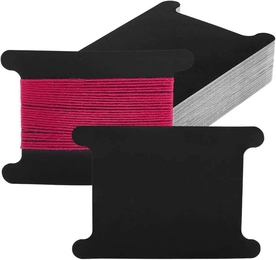 پی اچ پانداهال بسته 50 عددی بوبین کاغذی مشکی، بوبین های تخت، بوبین های نخ کاغذی، قرقره نخ، کارت نگهدارنده نخ برای گلدوزی، کوک متقاطع، کاردستی DIY