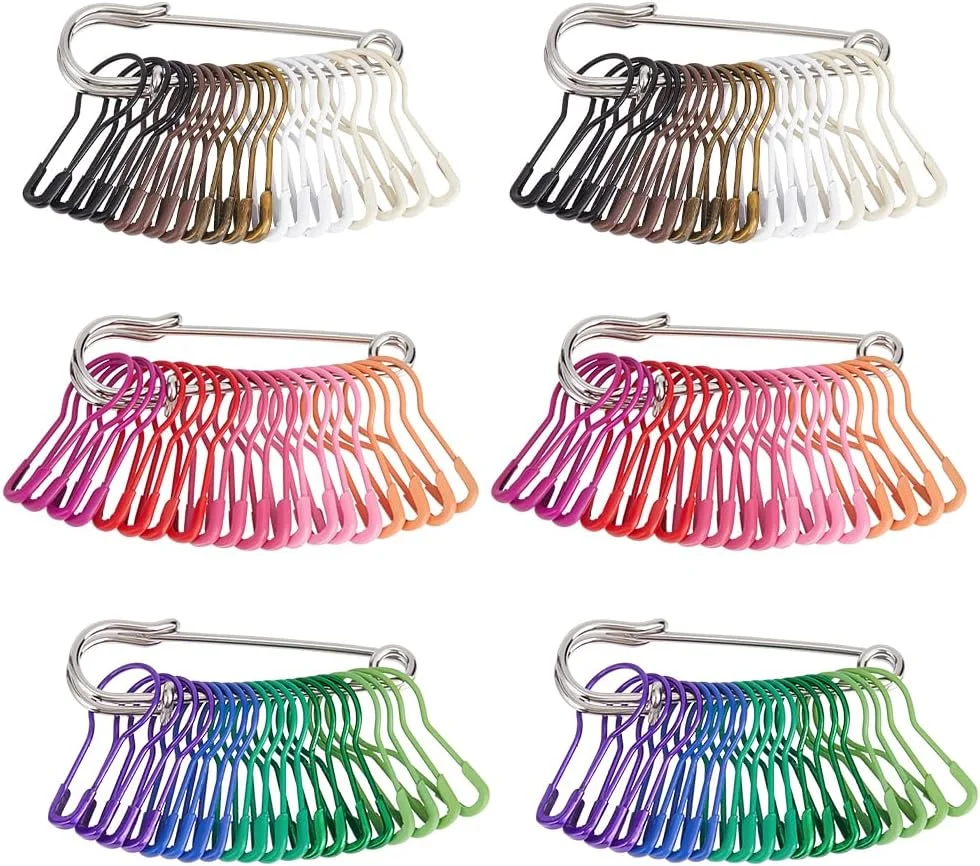 PH PandaHall سوزن های کدو حلوایی ایمنی 120 عددی، نشانگر بخیه قلاب بافی کدو حلوایی 6 رنگ با 6 عدد سنجاق اسکاتلندی آهنی، سنجاق کدو تنبل برای نشانگر بخیه بافندگی، خیاطی لباس، ساخت کاردستی DIY