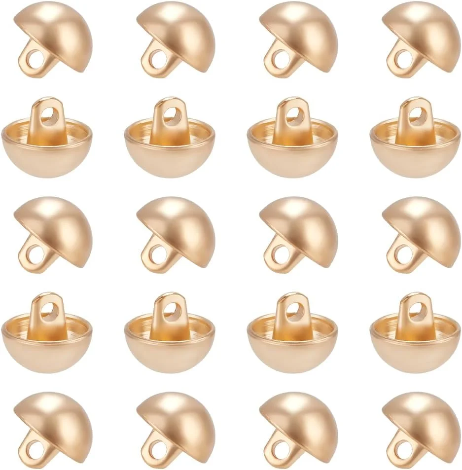 PH PandaHall 20 عدد دکمه خیاطی با قطر 11.5 میلی متر، دکمه های فلزی برای کت تک، نیم گرد، مناسب کت های پشمی ورزشی، دکمه های تزئینی برای کاردستی DIY (طلایی روشن)