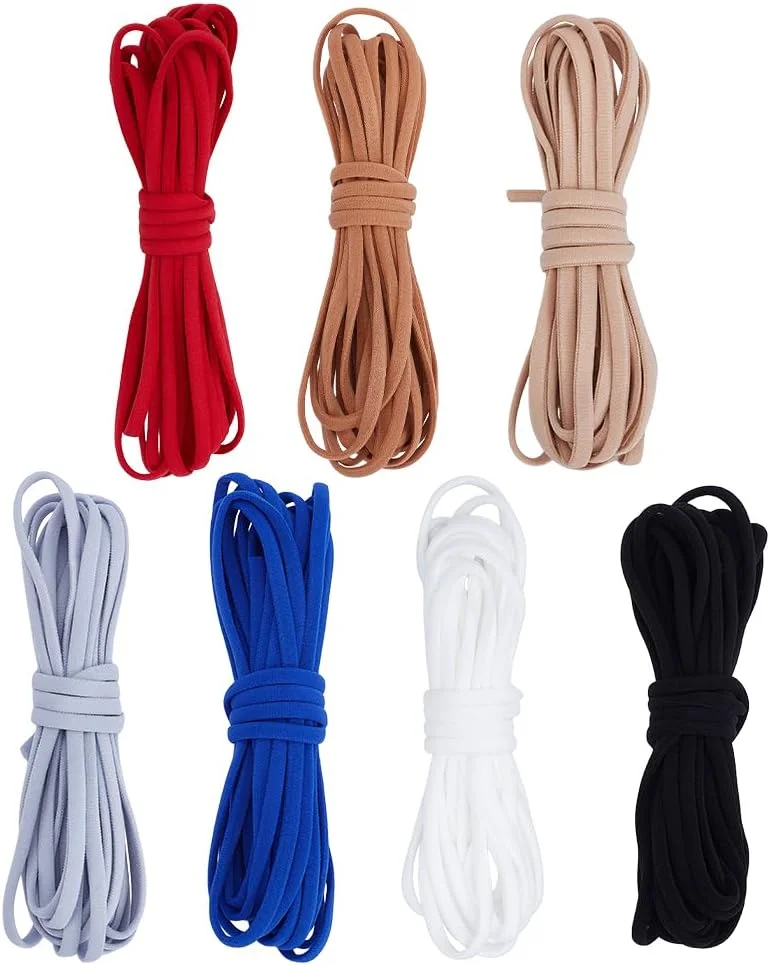 نخ الاستیک نایلونی PH PandaHall، 35 متر، 7 رنگ، نخ نایلونی تخت 5 میلی متری، نخ های بافته شده گره دار چینی برای صنایع دستی خیاطی