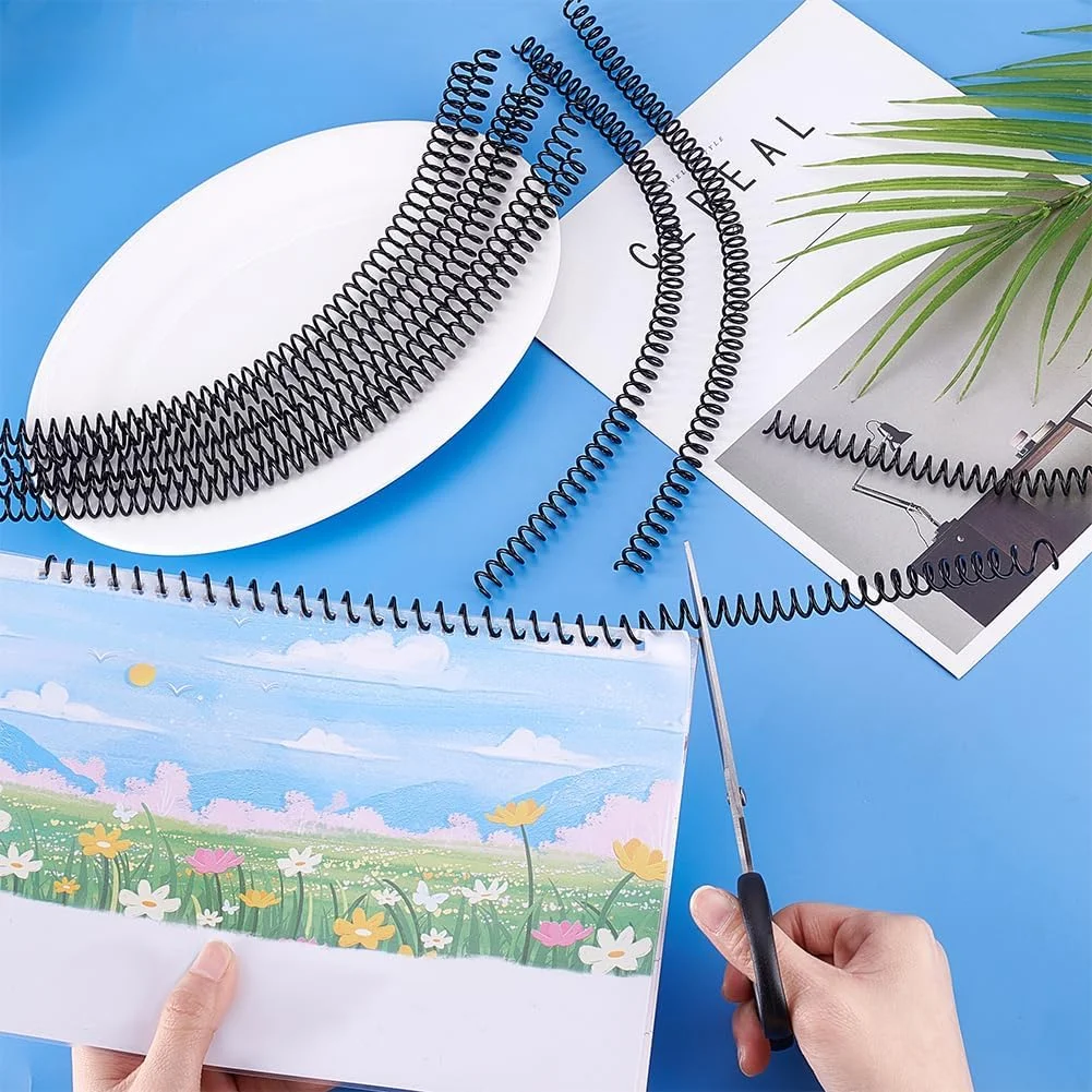 PH PandaHall بسته 100 عددی حلقه های فنری 8 میلی متری مشکی، حلقه های صحافی 4:1، ظرفیت 40 برگه، 48 حلقه، مناسب برای صحافی در خانه یا مدرسه