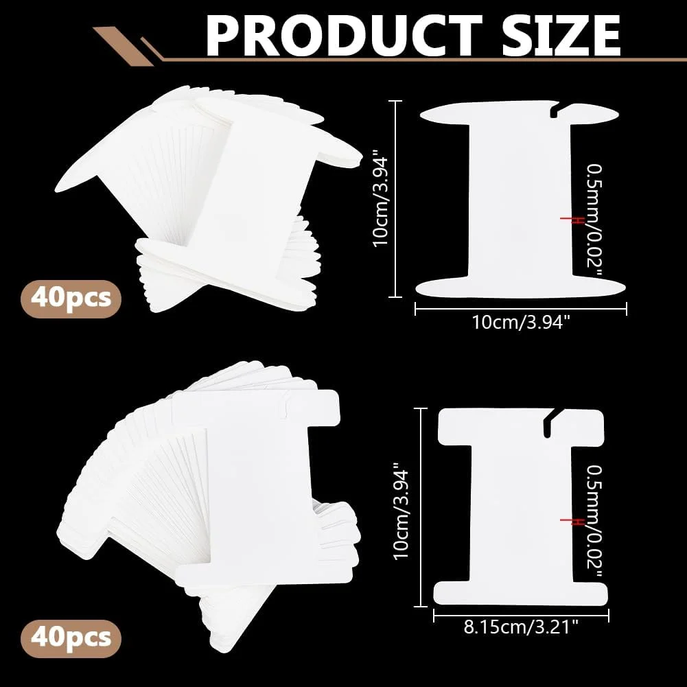 PH PandaHall بسته 80 عددی قرقره روبان، 2 مدل قرقره تخت، قرقره نخ، قرقره کرافت، کارت سازمان دهنده نخ، نگهدارنده نخ، مناسب برای نخ دوزی، کاردستی، خیاطی و نگهداری