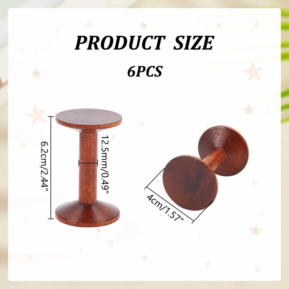 PH PandaHall قرقره چوبی 6 عددی، قرقره های نخ چوبی خالی، قرقره های خیاطی، مناسب برای بافت سیم، روبان، نخ گلدوزی، زنجیر جواهرات، بسته بندی هنری، صنایع دستی، نخ، طناب، اندازه 6.2x3.8 سانتی متر