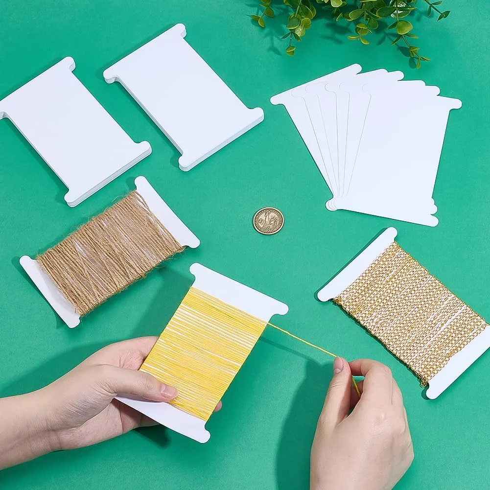 PH PandaHall 50 عدد ماسوره کاغذی، ماسوره های سفید تخت، ماسوره نخ، ماسوره نخ دندان، ارگانایزر ذخیره سازی روبان، ماسوره های کاغذی نخ، نگهدارنده نخ کارت برای گلدوزی، کوک متقاطع، کاردستی، خیاطی DIY