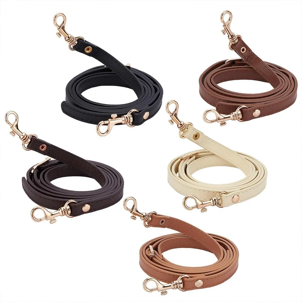 PH PandaHall بند چرمی قابل تنظیم جایگزین دسته کیف 5 رنگ، بند کیف دستی، بند کیف دوشی، کیف کراس بادی با سگک های خرچنگی طلایی چرخان برای کاردستی کیف دستی، 109 تا 127 سانتی متر