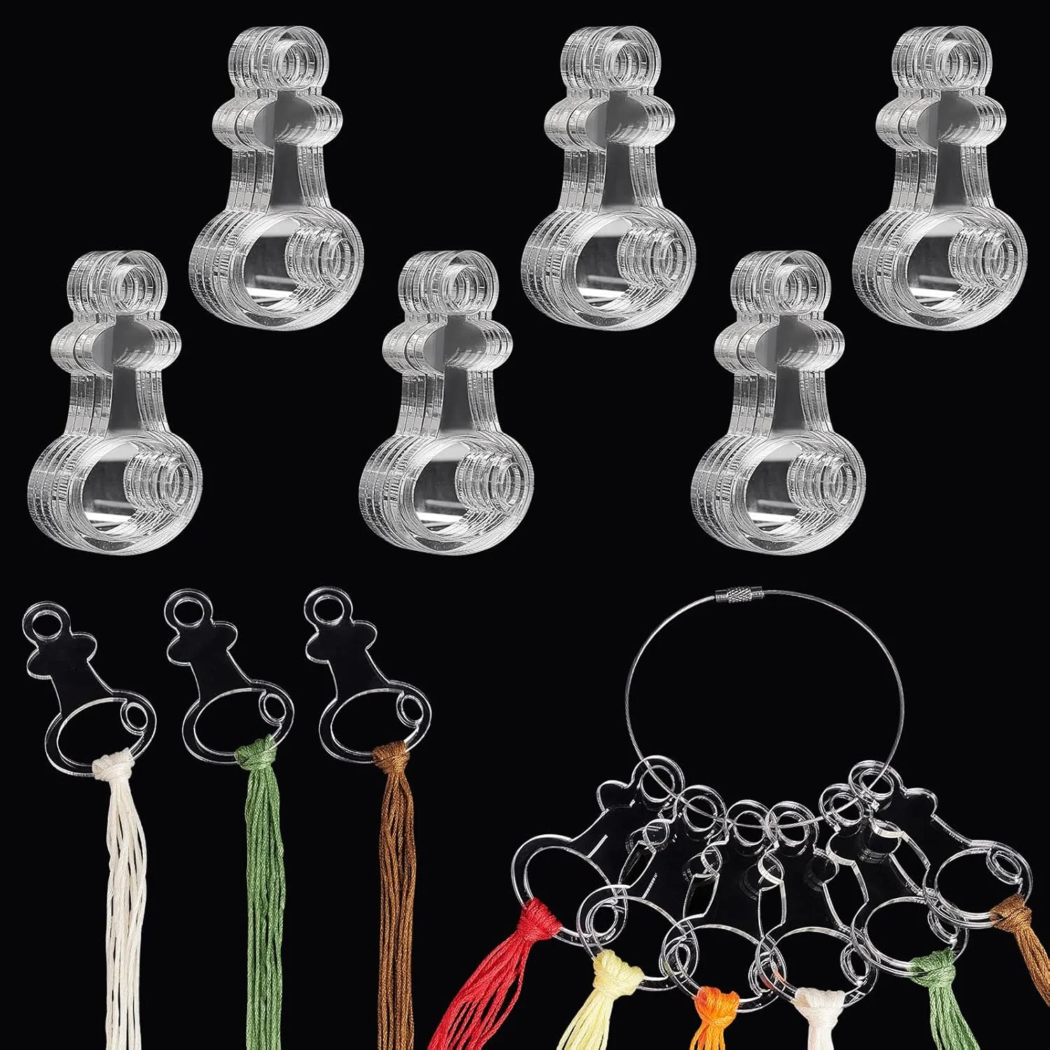 PH PandaHall 30 عدد قرقره نخ دندان اکریلیک شفاف، نخ دوزی قطره ای شکل کلید نخ بخیه متقاطع قرقره نخ دوزی سیم پیچ نخ خیاطی برای صنایع دستی DIY ذخیره سازی خیاطی