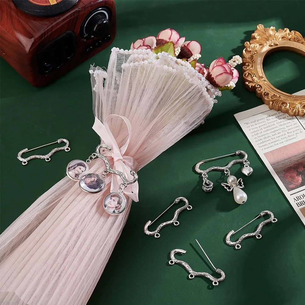 PH PandaHall 30 عدد سنجاق سینه نقره ای عتیقه، سنجاق قفلی با 3 حلقه، سنجاق سینه شال برای صنایع دستی، سنجاق های کیلت برای صنایع دستی، ساخت جواهرات سینه DIY، پتو، دامن بافتنی، 0.7x1.8x0.1 اینچ