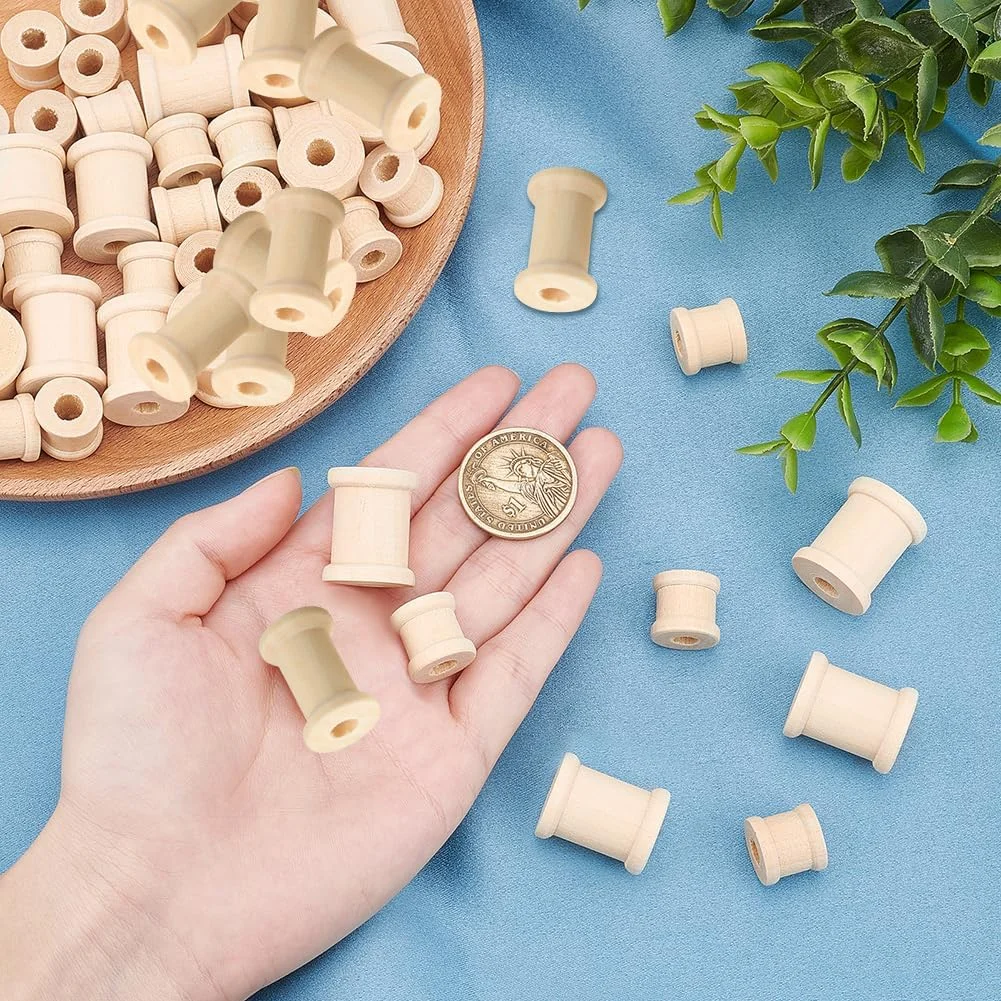 PH PandaHall 48 عدد ماسوره چوبی، 3 سایز ماسوره خالی چوبی نخ دوزی گلدوزی ماسوره بافندگی سیم برای ماشین های گلدوزی و خیاطی هنر صنایع دستی رول سیم نخ 0.79 ~ 1 اینچ