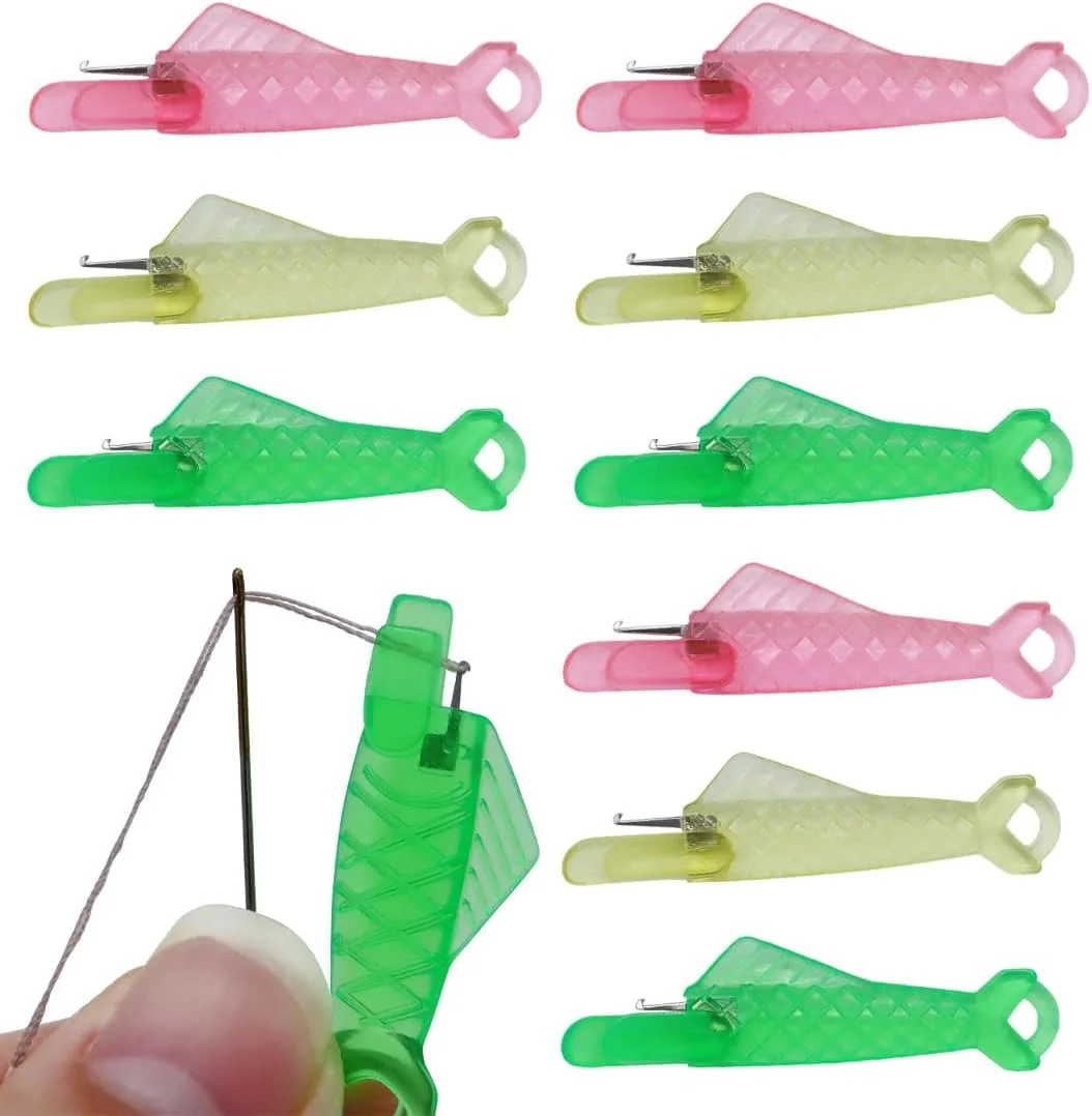 نخ‌کش سوزن چرخ خیاطی دهان ماهی PEXIVOZ، بسته 9 عددی، نخ‌کش سوزن پلاستیکی، نخ‌کش سوزن دستی، نخ‌کش سوزن سریع