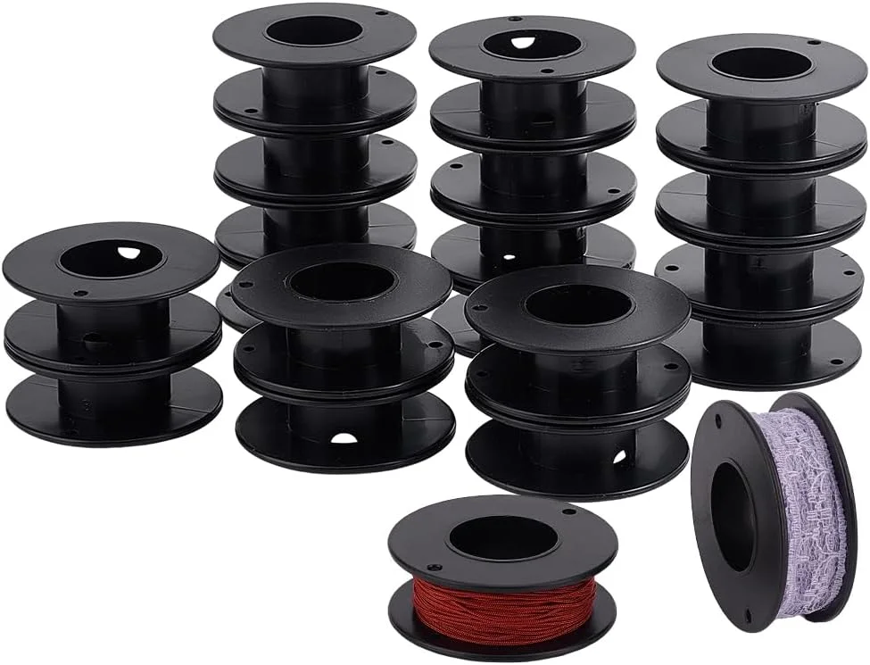 PH PandaHall 20 عدد قرقره خالی، 5.3x1.8 سانتی متر قرقره نخ پلاستیکی قرقره روبان قرقره های مشکی صنایع دستی قرقره سیم قرقره بافندگی برای نخ دوزی صنایع دستی طناب سیم بافتنی زنجیره ای هنر DIY