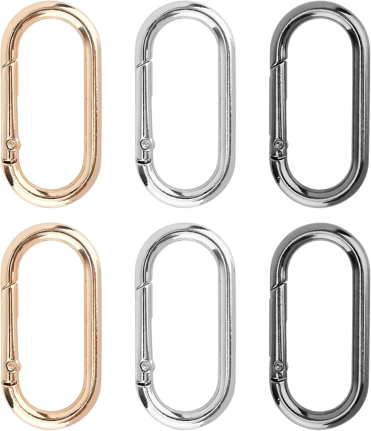 گیره حلقه ای فنری PEUTIER، بسته 6 عددی، حلقه های کلید گیره ای بیضی شکل آلیاژ روی، حلقه های کیف پول برای بندها، قلاب های گیره ای، حلقه های O، سگک برای ساخت کیف دستی، کلید، کیف، صنایع دستی، 4.9x2.4 سانتی متر