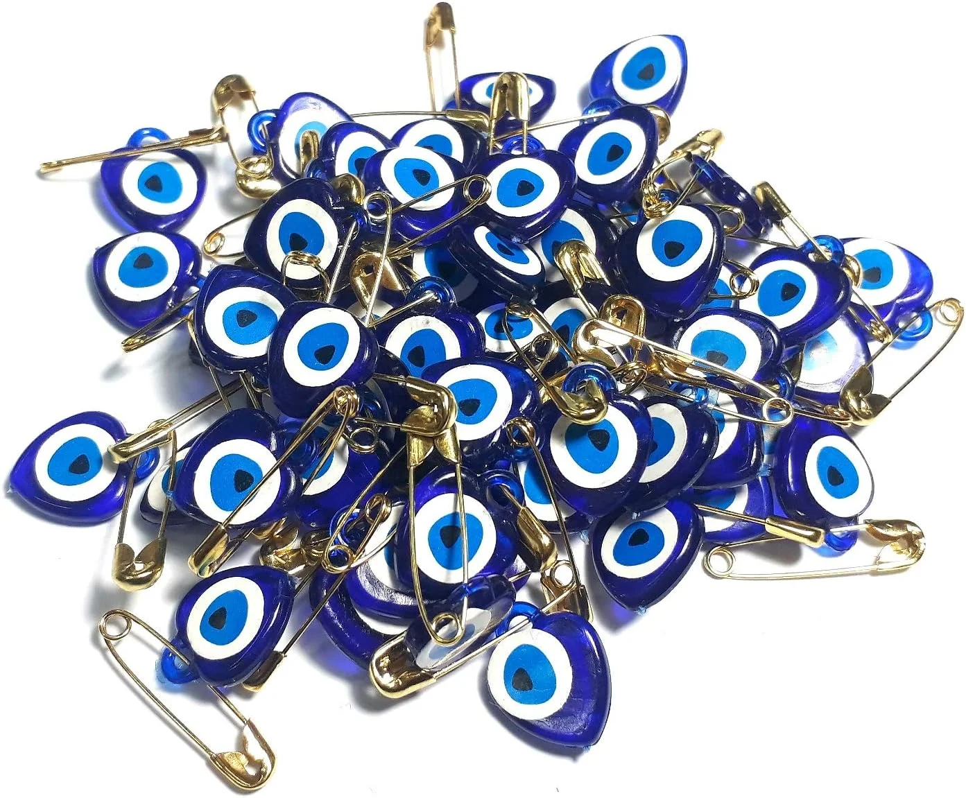 پرلین نظر بونجوق چشم زخم طلسم قلب با سنجاق قفلی چشم آبی ترکیه ای برای هدیه دادن به عنوان گیفت مهمانی تولد، غسل تعمید، عروسی، دگون، سنت، نیسان بسته 100 عددی