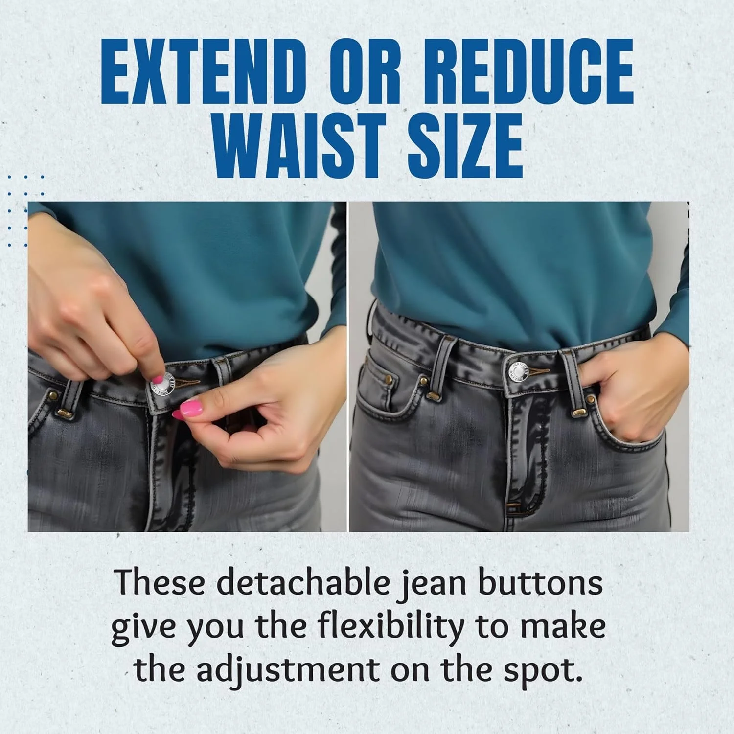 مجموعه 12 عددی دکمه های نقره ای و مسی قابل جابجایی Performore برای شلوار جین، کیت جایگزینی با دکمه ها و بست ها در جعبه نگهداری پلاستیکی شفاف برای تعمیر پارچه های جین، شلوار جین و ژاکت