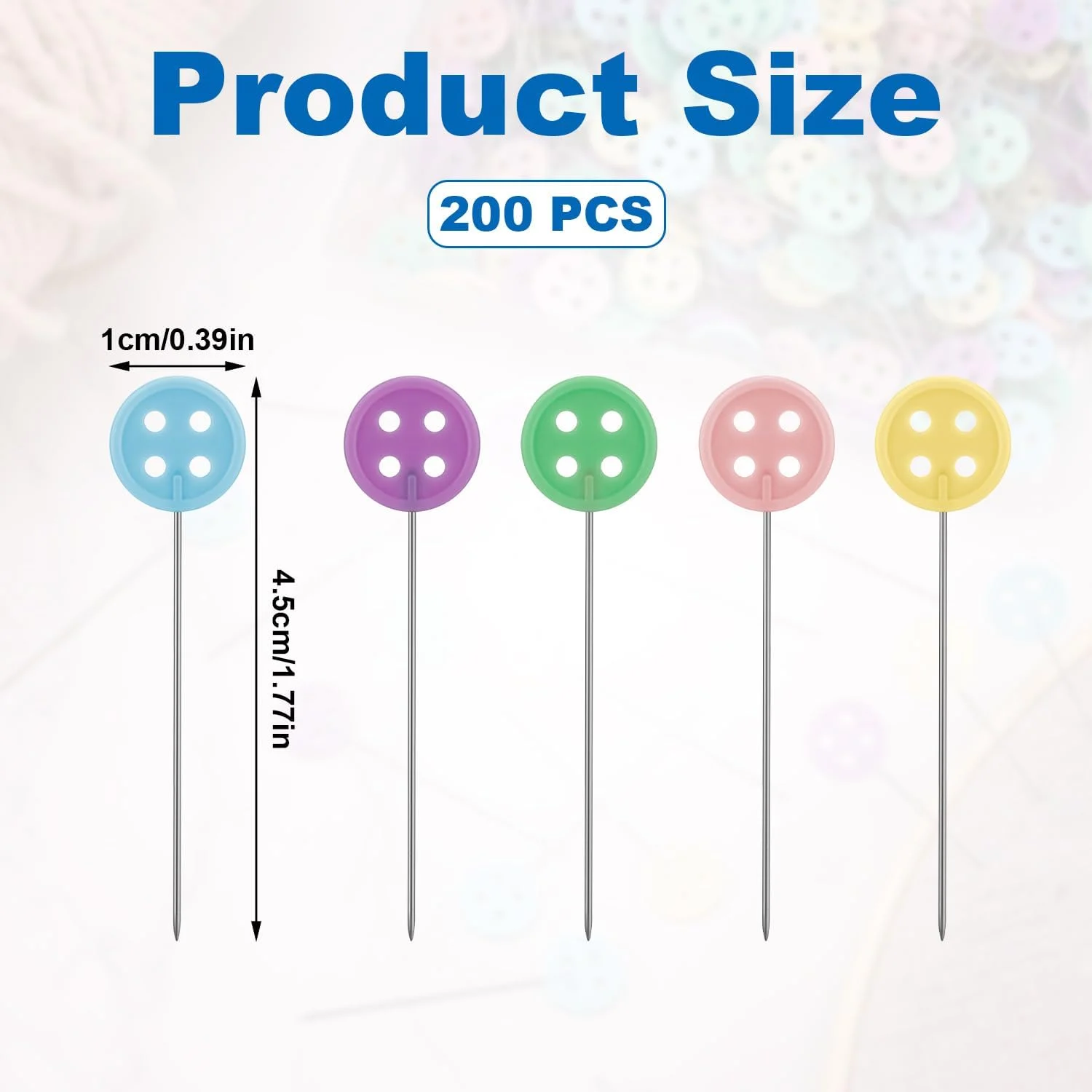 پین های سر تخت دکمه ای PEUTIER، 200 عدد، پین های تزئینی رنگارنگ، پین های خیاطی، پین های لحاف دوزی به همراه جعبه نگهداری برای پروژه های خیاطی پارچه ای، خیاطی و DIY