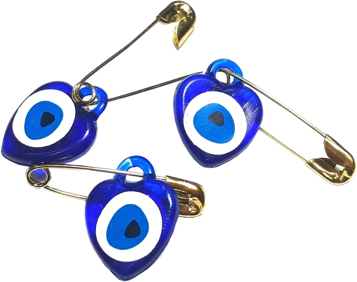 پرلین نظر بونجوق چشم زخم طلسم قلب با سنجاق قفلی چشم آبی ترکیه ای برای هدیه دادن به عنوان گیفت مهمانی تولد، غسل تعمید، عروسی، دگون، سنت، نیسان بسته 100 عددی